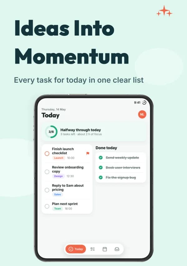 Launch Focus template on a stylized iPhone Duo inner display, portrait