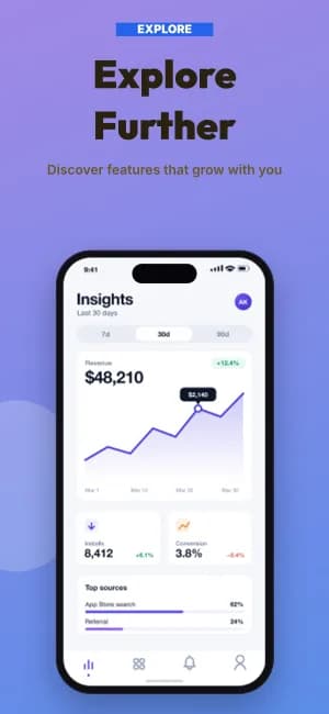 Panoramic Flow App Store screenshot template, slide 6 of 8