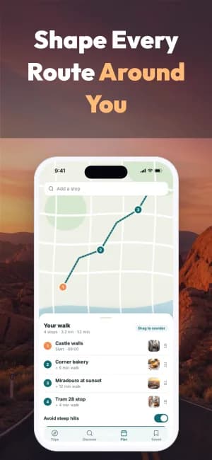 Travel Journey App Store screenshot template, slide 4 of 8